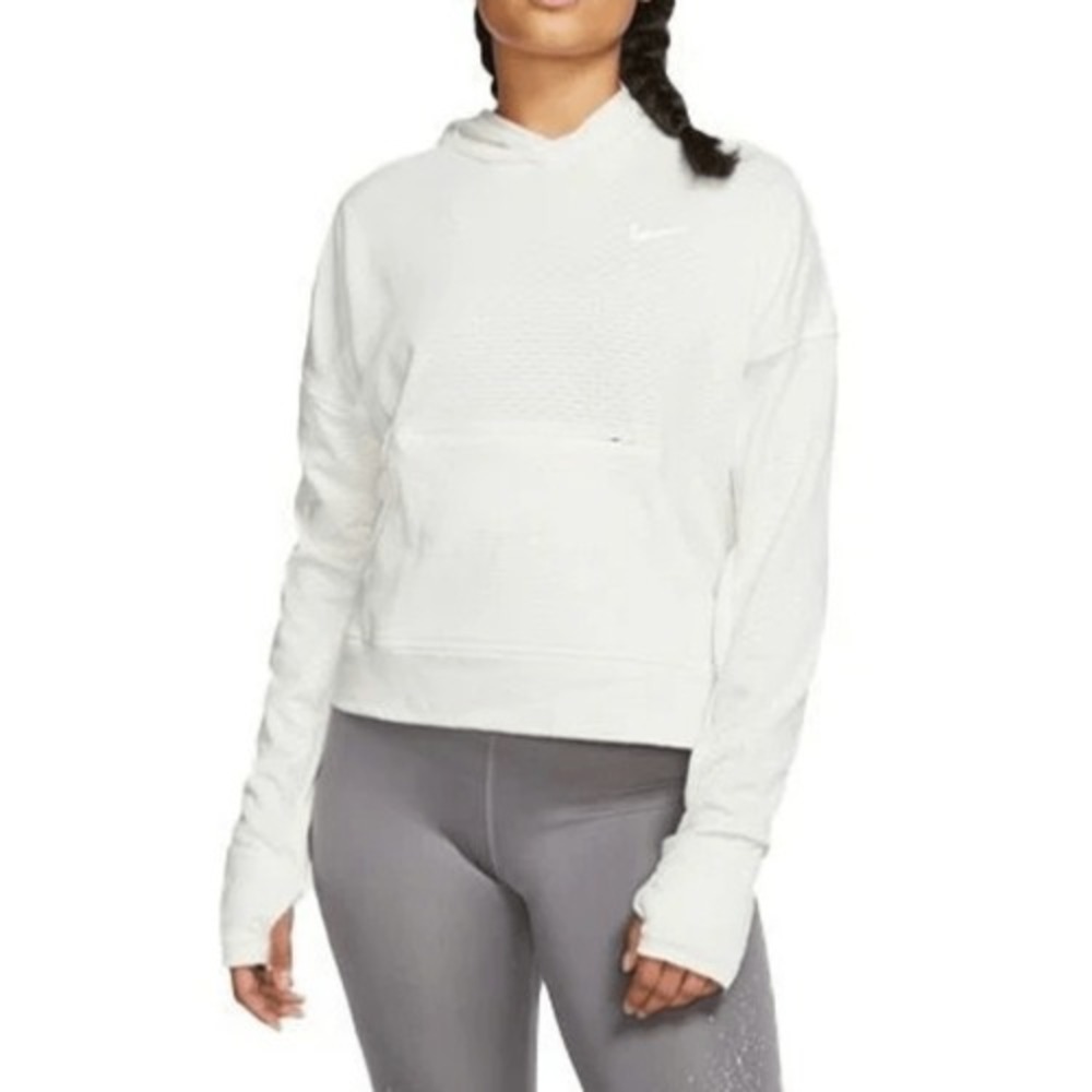 Nike Women's small Running sweatshirt Hoodie Hyperwarm Therma white cream base